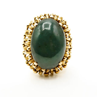 Vintage 14K/18K Yellow Gold Chrysoprase Statement Ring Size 6.5