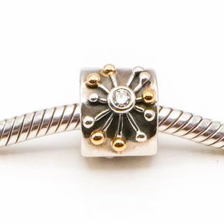 PANDORA Star Sterling Silver Charm With 14K Gold And Clear Zirconia