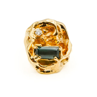 Vintage 14K Yellow Gold Ametrine & Diamond Avant-Garde Statement Ring Size 5.5