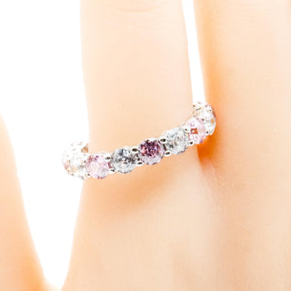 Sterling Silver Pink And Clear CZ Eternity Band Ring Size 10 1/2