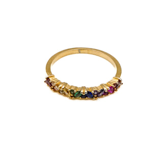 Gold Plated Rainbow CZ Ring Size 8