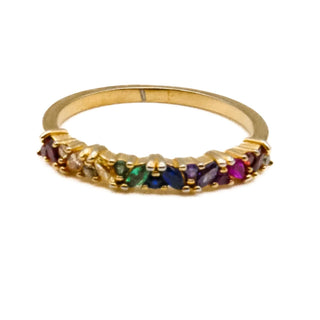 Gold Plated Rainbow CZ Ring Size 8