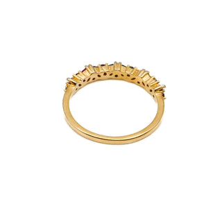 Gold Plated Rainbow CZ Ring Size 8
