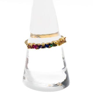 Gold Plated Rainbow CZ Ring Size 8