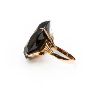 Vintage 14K Yellow Gold Smoky Quartz Statement Ring Size 6.75