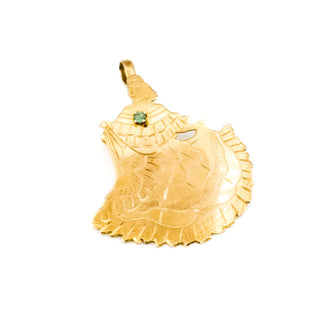 Vintage 12K Yellow Gold Filled Dancing Woman Emerald Brooch Pin Pendant