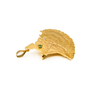 Vintage 12K Yellow Gold Filled Dancing Woman Emerald Brooch Pin Pendant