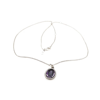 Pandora Retired Glamorous Legacy Amethyst Pendant And Sterling Silver Necklace