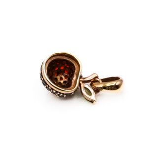 Vintage Apple Rose Gold Plated Sterling Silver Pendant With Garnet And Peridot