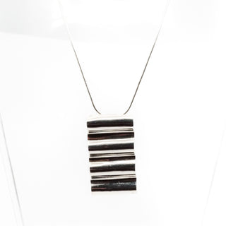 Vintage Modernist Sterling Silver Wave Pendant Made in Mexico