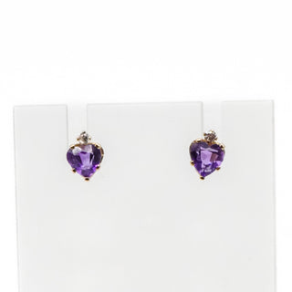 14K Yellow Gold Amethyst Heart Earrings With Spinel