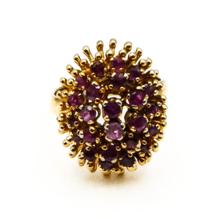 Vintage 14K Yellow Gold Plated Natural Ruby Statement Ring Size 8
