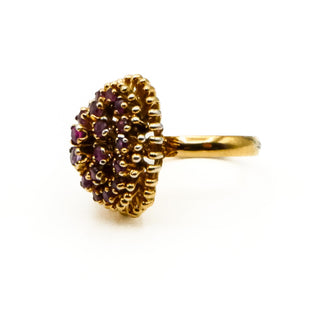 Vintage 14K Yellow Gold Plated Natural Ruby Statement Ring Size 8