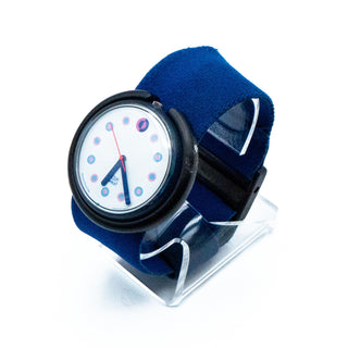 Vintage Rare 1991 Pop Swatch Contessa Watch PWN104 With Blue Band & Black Bezel
