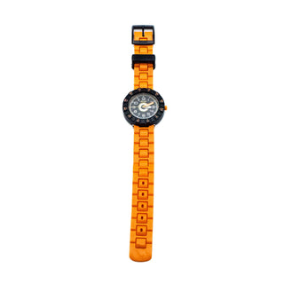 FLIK FLAK Solo Orancio Black & Orange Kids Watch ZFCS021 With Rotating Bezel