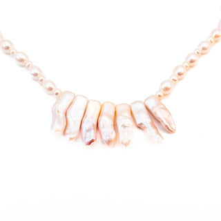 Vintage 19.5-Inch Cultured White & Pink Baroque Pearl Necklace