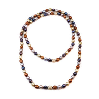 Vintage 36-Inch Multi-Color 8 to 9mm Colorful Cultured Pearl Necklace