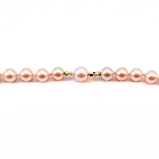 Vintage 26-Inch Simulated Blush Pink 8mm Pearl Necklace With GP Clasp