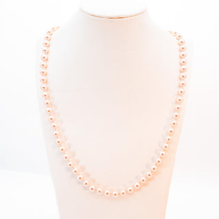 Vintage 26-Inch Simulated Blush Pink 8mm Pearl Necklace With GP Clasp