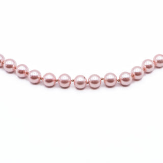 Vintage 18-Inch Kissaka Simulated Pink Glass Pearl Necklace With GP Clasp