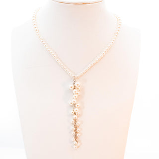 Vintage 15 to 17.5-Inch Carolee Simulated White Pearl Y-Necklace