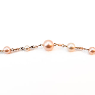 Vintage 35-Inch Simulated White & Pink Pearl Crystal Necklace