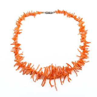 Vintage 16.5-Inch Natural Branch Salmon Pink Coral Necklace GP Clasp