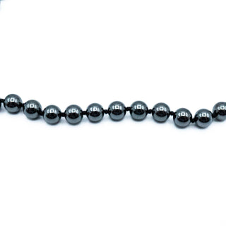 Vintage 33-Inch Hematite Beaded Knotted Necklace