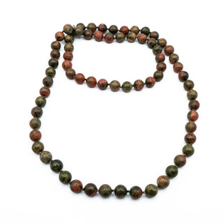 Vintage 32-Inch Unakite Beaded Necklace