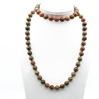 Vintage 32-Inch Unakite Beaded Necklace