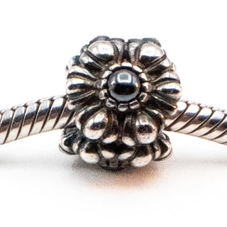 PANDORA March Birthday Blooms Sterling Silver Charm With Hematite