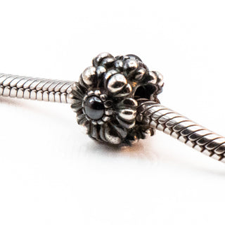 PANDORA March Birthday Blooms Sterling Silver Charm With Hematite
