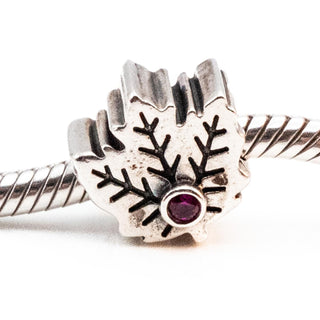 PANDORA Canadian Maple Leaf Sterling Silver Travel Charm With Synthetic Ruby