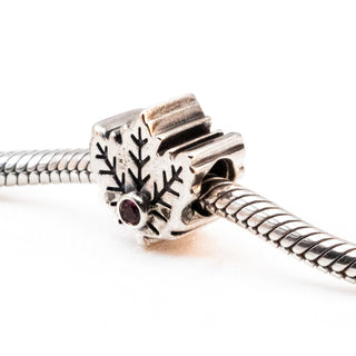 PANDORA Canadian Maple Leaf Sterling Silver Travel Charm With Synthetic Ruby