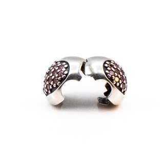 PANDORA Love of My Life Sterling Silver Clip Charm With Salmon Zirconia