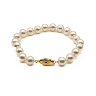 Vintage 6.9-Inch Cultured 8mm White Freshwater Pearl Bracelet With GP Clasp