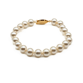 Vintage 6.9-Inch Cultured 8mm White Freshwater Pearl Bracelet With GP Clasp