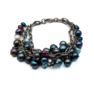 Vintage 6.7-Inch Simulated Pearl Cluster Double Bracelet