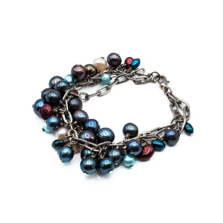 Vintage 6.7-Inch Simulated Pearl Cluster Double Bracelet