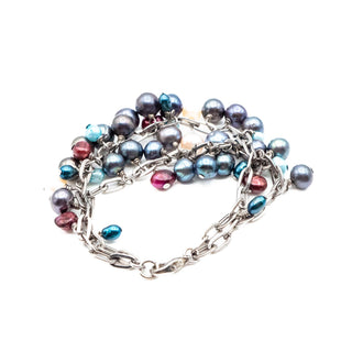 Vintage 6.7-Inch Simulated Pearl Cluster Double Bracelet