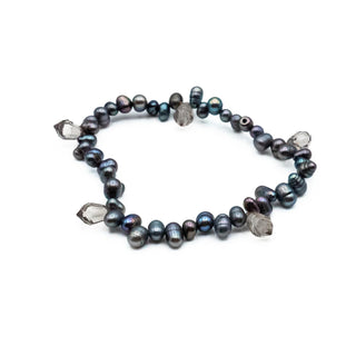 Cultured Baroque Freshwater Peacock Pearl And Crystals 7-Inch Stretch Bracelet