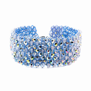 Iridescent Blue Beaded Bracelet with Aurora Borealis Crystals – 8.7 Inches