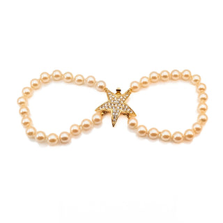 Vintage Joan Rivers Double Strand Simulated Pearl Bracelet With Golden Star