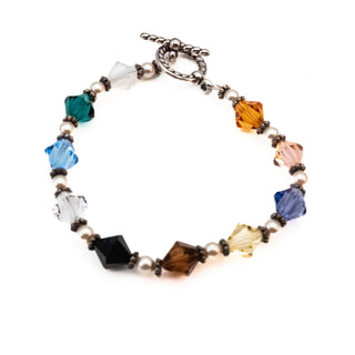 Vintage Sterling Silver Austrian Crystal Beaded Bracelet 7 Inches