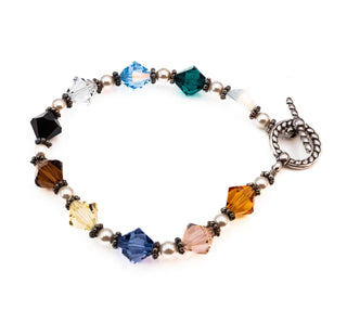 Vintage Sterling Silver Austrian Crystal Beaded Bracelet 7 Inches