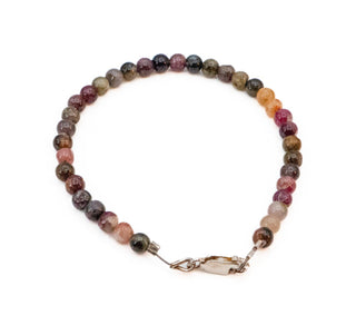 Vintage Colorful Tourmaline Bracelet With Sterling Silver Clasp - 6.7 Inches