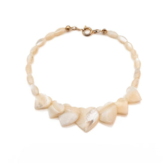 Vintage Heart Shaped Mother of Pearl Bracelet - 7.5 Inches