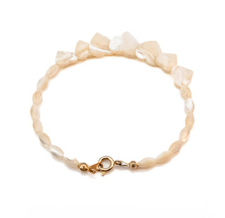 Vintage Heart Shaped Mother of Pearl Bracelet - 7.5 Inches