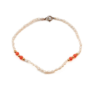 Cultured White Mini Baroque Freshwater Pearl Triple Strand Bracelet or Anklet