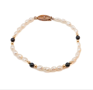 Vintage Cultured White Mini Baroque Freshwater Pearl Bracelet - 7.3 Inches